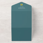 Smokey Green Sunflower QR Code All In One Uitnodiging (Buitenkant)