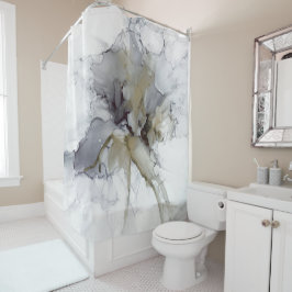 Smokey Grey, Black en Gold Shower Curtain Douchegordijn