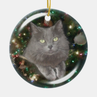 Smokey Grey Cat Keramisch Ornament