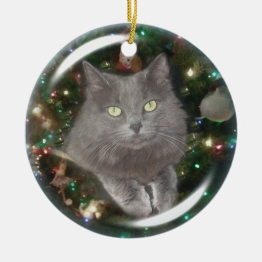 Smokey Grey Cat Keramisch Ornament (Voorkant)