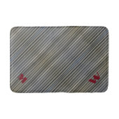 Smokey Grey Monochromatische Strepen Monogrammed Badmat (Voorkant)