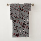 Smokey Grey Native Line Art-handdoessset Bad Handdoek (Insitu)