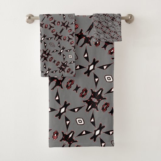 Smokey Grey Native Line Art-handdoessset Bad Handdoek (Insitu)