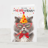 Smokey Grey Perzische Kat MEOWvelous Verjaardag Kaart (Voorkant)