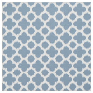 Smokey Grey White Ikat Quatrefoil Patroon Stof