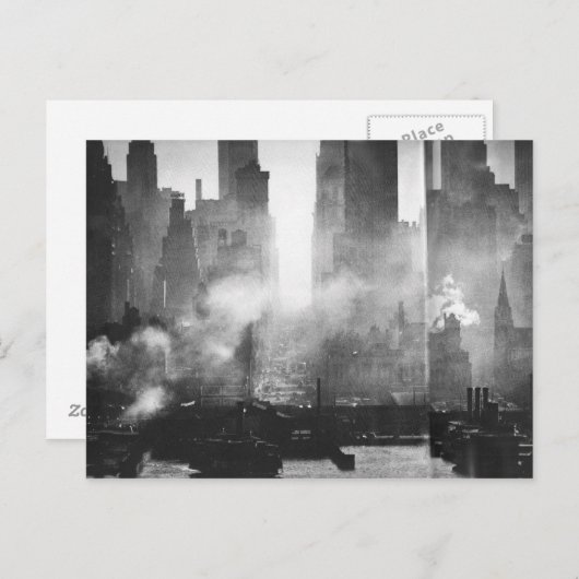  Smokey Gritty NYC Black en White Skyline Briefkaart (Voorkant / Achterkant)