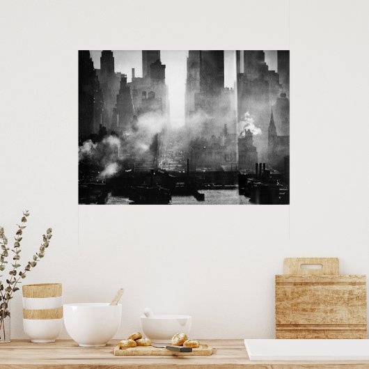  Smokey Gritty NYC Black en White Skyline Poster (Keuken)