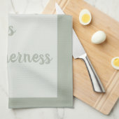 Smokey groen - Wit Theedoek (Quarter Fold)