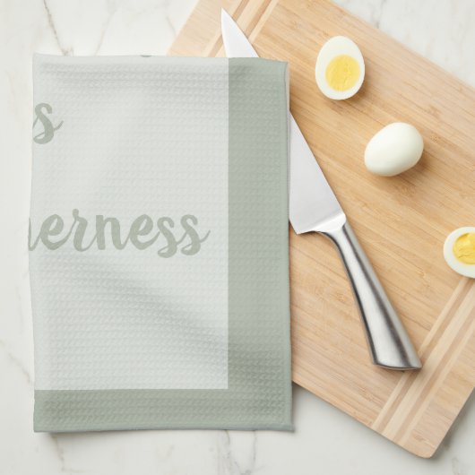 Smokey groen - Wit Theedoek (Quarter Fold)