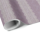  Smokey Mauve Damask Antiek Lace Stripe Cadeaupapier (Rol Hoek)
