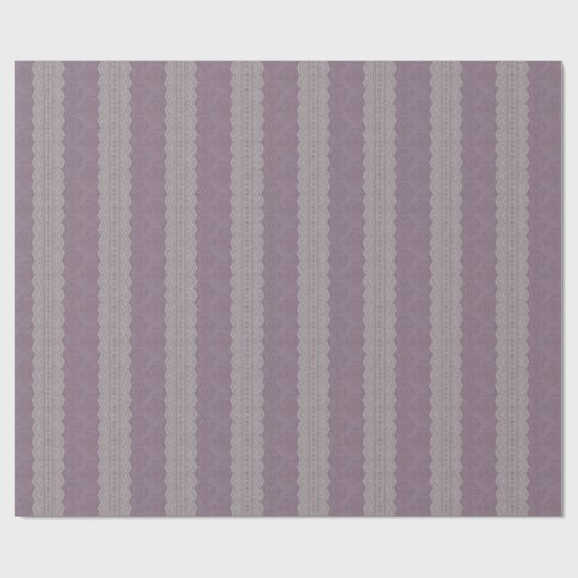  Smokey Mauve Damask Antiek Lace Stripe Cadeaupapier (Vlak)