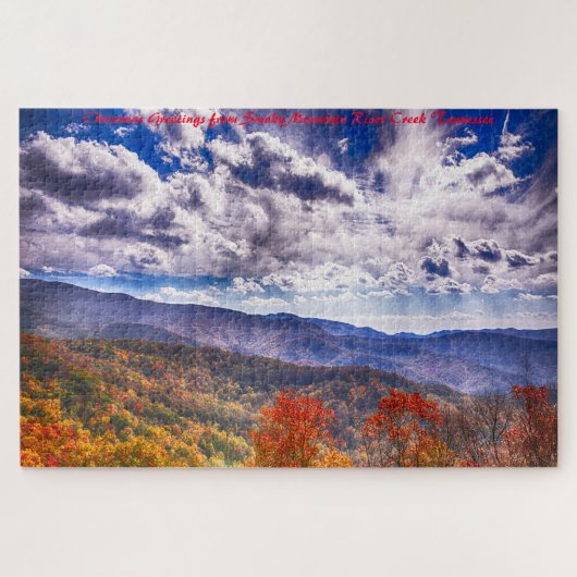 Smokey Mountain River Creek. Kerstgroeten Legpuzzel (Horizontaal)