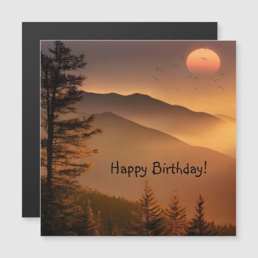 Smokey Mountains Happy Birthday Magnetic Card (Voorkant / Achterkant)