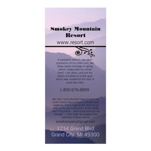 Smokey Mountian Resort Rack Kaart (Voorkant)