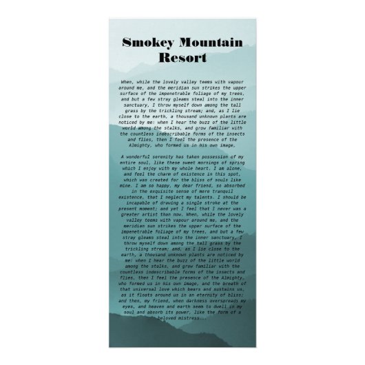 Smokey Mountian Resort Rack Kaart (Achterkant)