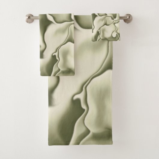 Smokey Olive Green en Tan Pattern Bad Handdoek (Insitu)