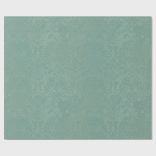  Smokey Pine Green Damask Alle gelegenheden Cadeaupapier (Vlak)