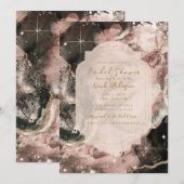 Smokey Pink Galaxy Waterverf Celestial Bridal Kaart (Voorkant / Achterkant)