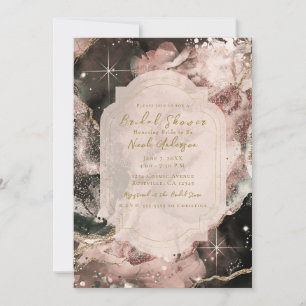 Smokey Pink Galaxy Waterverf Celestial Bridal Kaart