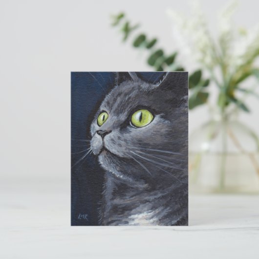 Smokey | Portret groene grijze munt Briefkaart (Staand voorkant)