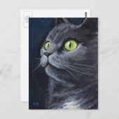 Smokey | Portret groene grijze munt Briefkaart (Voorkant / Achterkant)