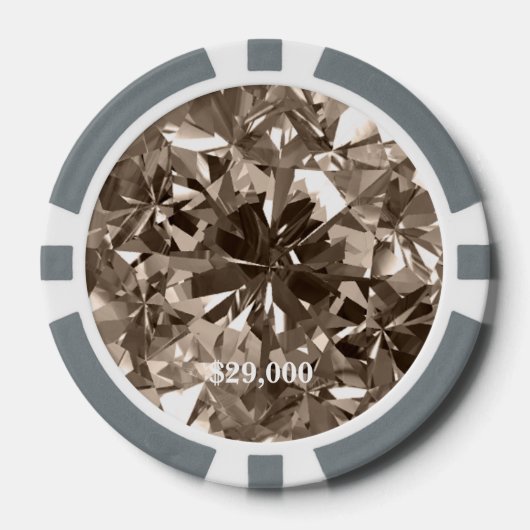 Smokey Quartz Gem Stone Poker Chip Stripe Edge (Voorkant)