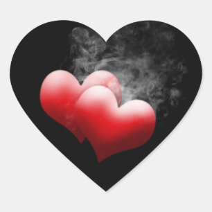 Smokey Red Hearts Stickers