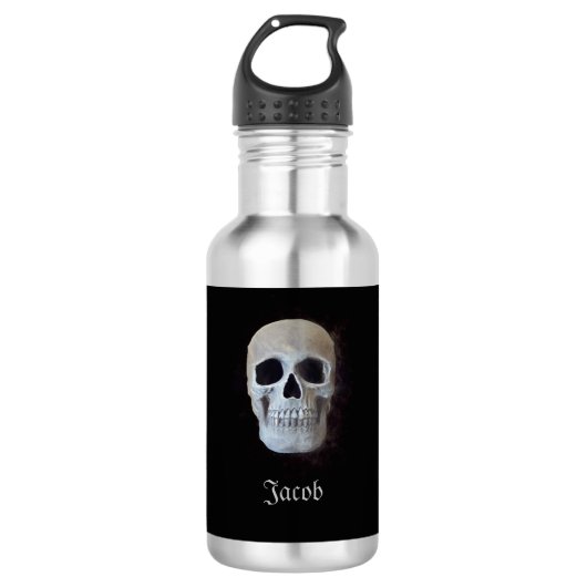 Smokey Skull Head Gothic Black en White Cool Waterfles (Voorkant)