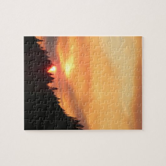 Smokey Sunset over de bergen... Legpuzzel (Horizontaal)