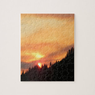 Smokey Sunset over de bergen... Legpuzzel