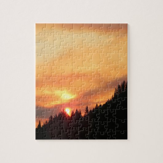Smokey Sunset over de bergen... Legpuzzel (Verticaal)
