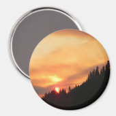 Smokey Sunset over de bergen... Magneet (Voorkant / Achterkant)