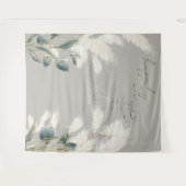 Smokey Teal Anthurium Bloemen Ivoor Pampasgras Wandkleed (Voorkant (horizontaal))