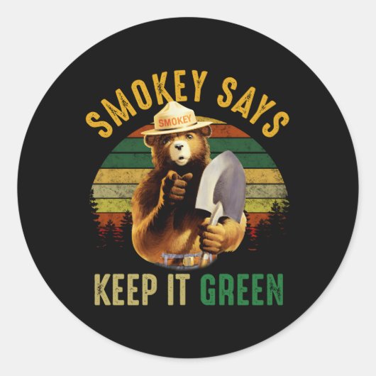 Smokey zegt houden het groene camg ronde sticker (Voorkant)