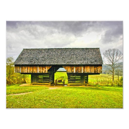 Smokies Cades Cove Cantilever Barn Tipton Foto Afdruk (Voorkant)