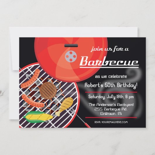 Smokin BBQ Grill Party uitnodiging (Voorkant)