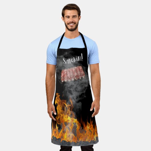 Smokin BBQ Ribs Apron Schort (Gedragen)