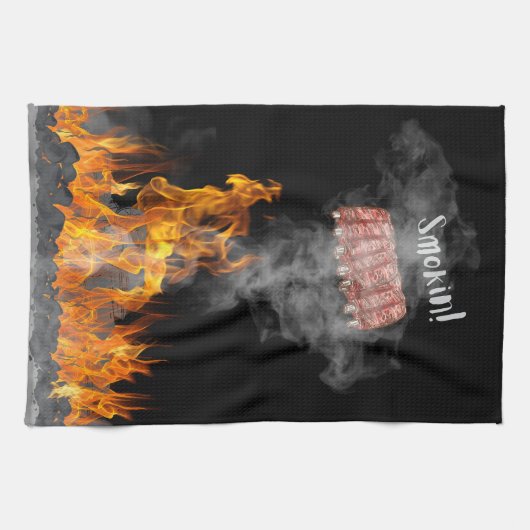 Smokin BBQ Ribs Kitchen Towel Theedoek (Horizontaal)