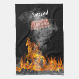 Smokin BBQ Ribs Kitchen Towel Theedoek