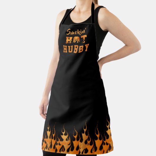 SMOKIN' HOT HUBBY BBQ Barbeque Flames Schort (Insitu)