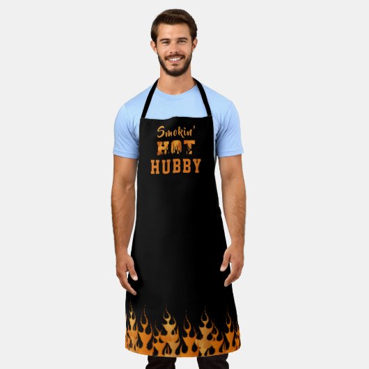 SMOKIN' HOT HUBBY BBQ Barbeque Flames Schort (Gedragen)