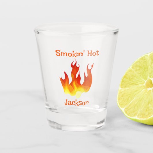 Smokin Hot Orange and Red Flame Personalized Shot Glas (Voorkant)