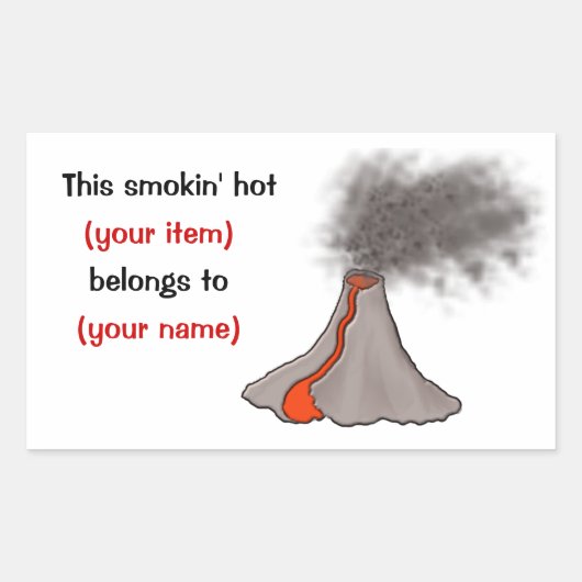 Smokin Hot Volcano-ontwerp Rechthoekige Sticker (Voorkant)