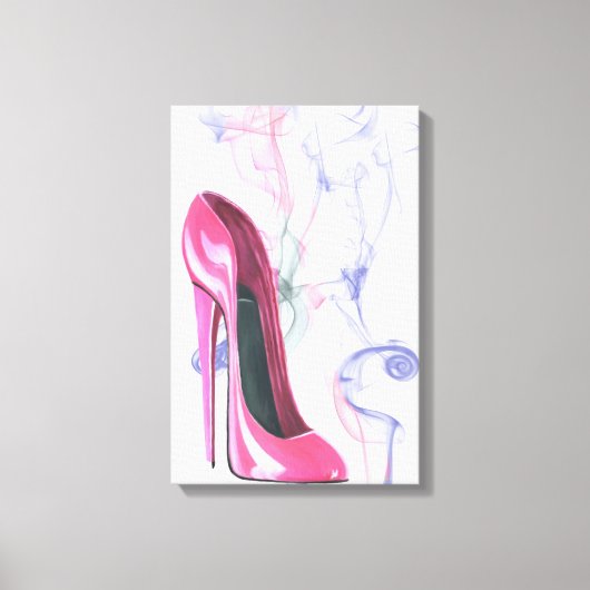 Smokin' Pink Stiletto Schoen Verpakt Canvas Afdruk (Voorkant)