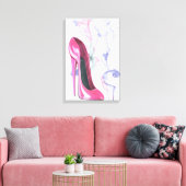 Smokin' Pink Stiletto Schoen Verpakt Canvas Afdruk (Insitu (Woonkamer))
