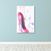 Smokin' Pink Stiletto Schoen Verpakt Canvas Afdruk (Insitu (Houten vloer))