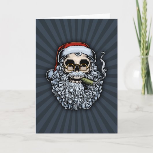 Smokin Santa Skull Feestdagen Kaart (Voorkant)