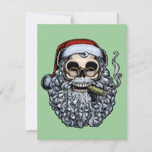 Smokin Santa Skull Feestdagenkaart