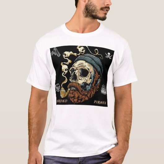 Smokin' Skull - Bearded Pirate Spirit Graphic T-sh T-shirt (Voorkant)