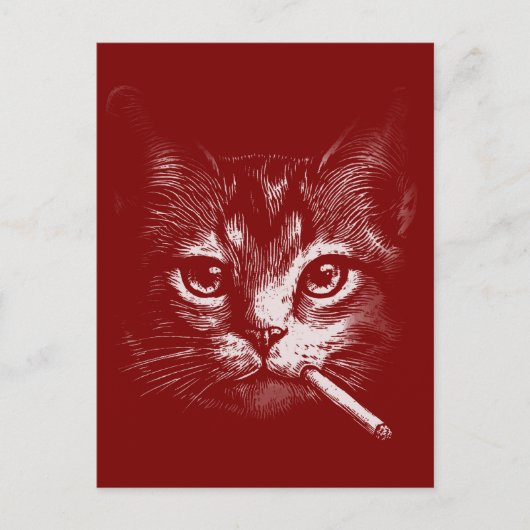 Smoking Cat Funny Briefkaart (Voorkant)